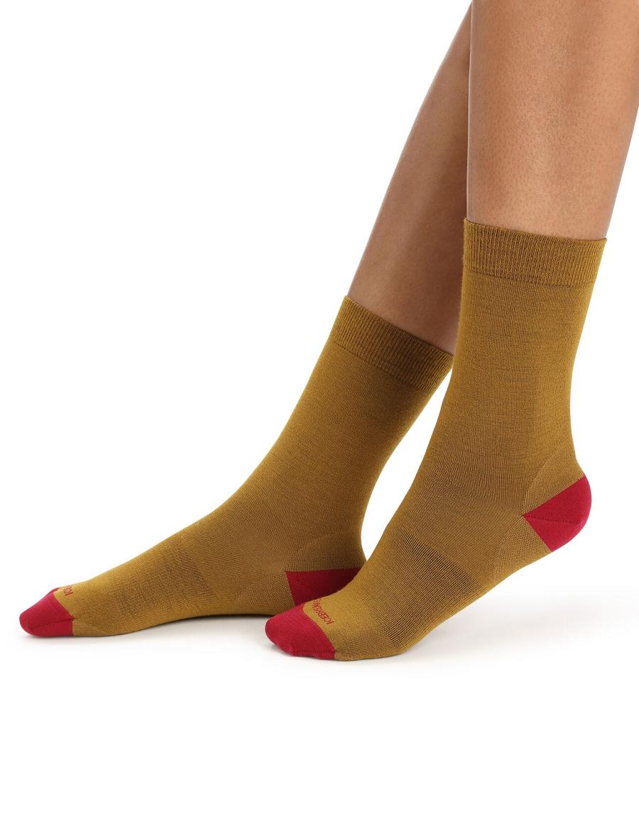 Clove / Cherry Women's Icebreaker Merino Lifestyle Fine Gauge Crew Socks | USA 1435AHKP